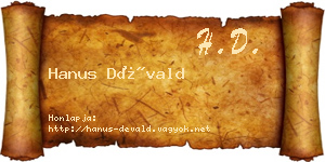Hanus Dévald névjegykártya